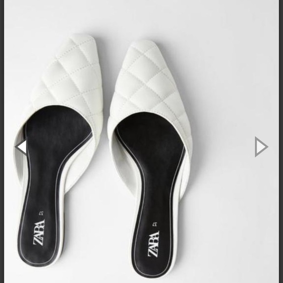Zara square toed quilted flat mules bloggers fave - Picture 2 of 6